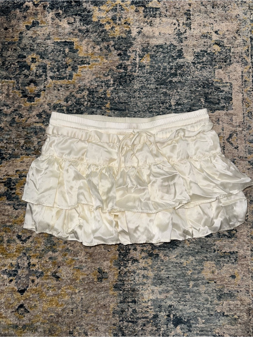 Ivory Silk Ruffle Mini Skirt